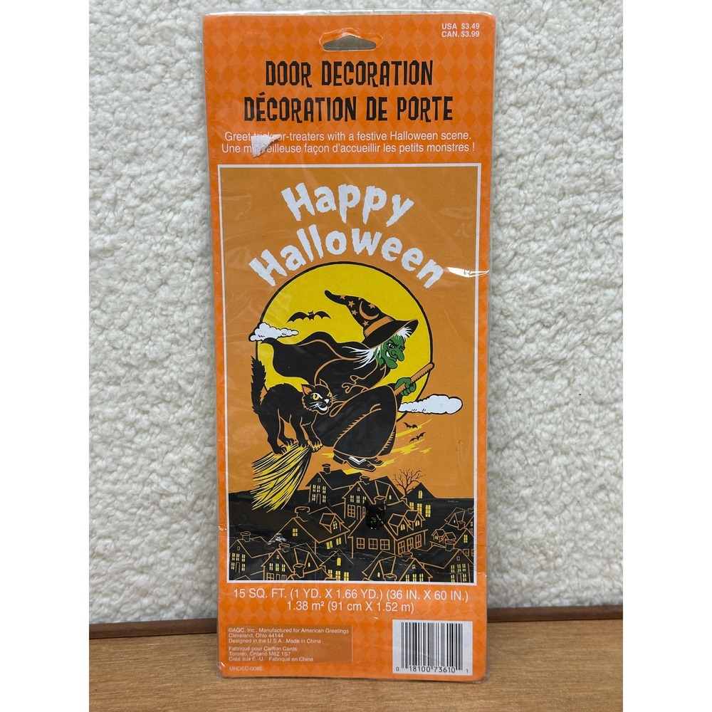 American Greetings Halloween Door Decoration Witch Cat Moon 36x60 UHDEC-008E